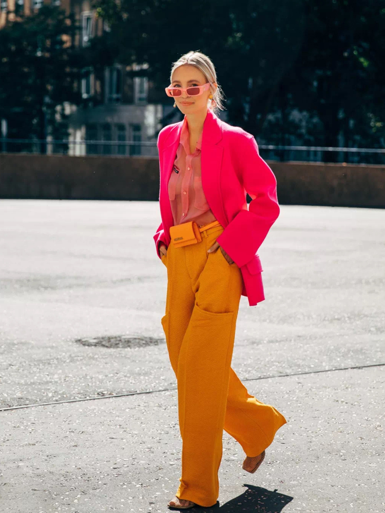 荧光色显白穿搭,荧光黄发色穿衣搭配