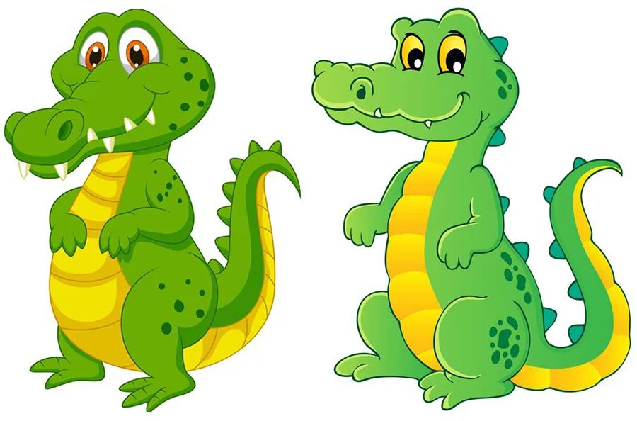 小鳄鱼去散步,儿童画爱洗澡的小鳄鱼