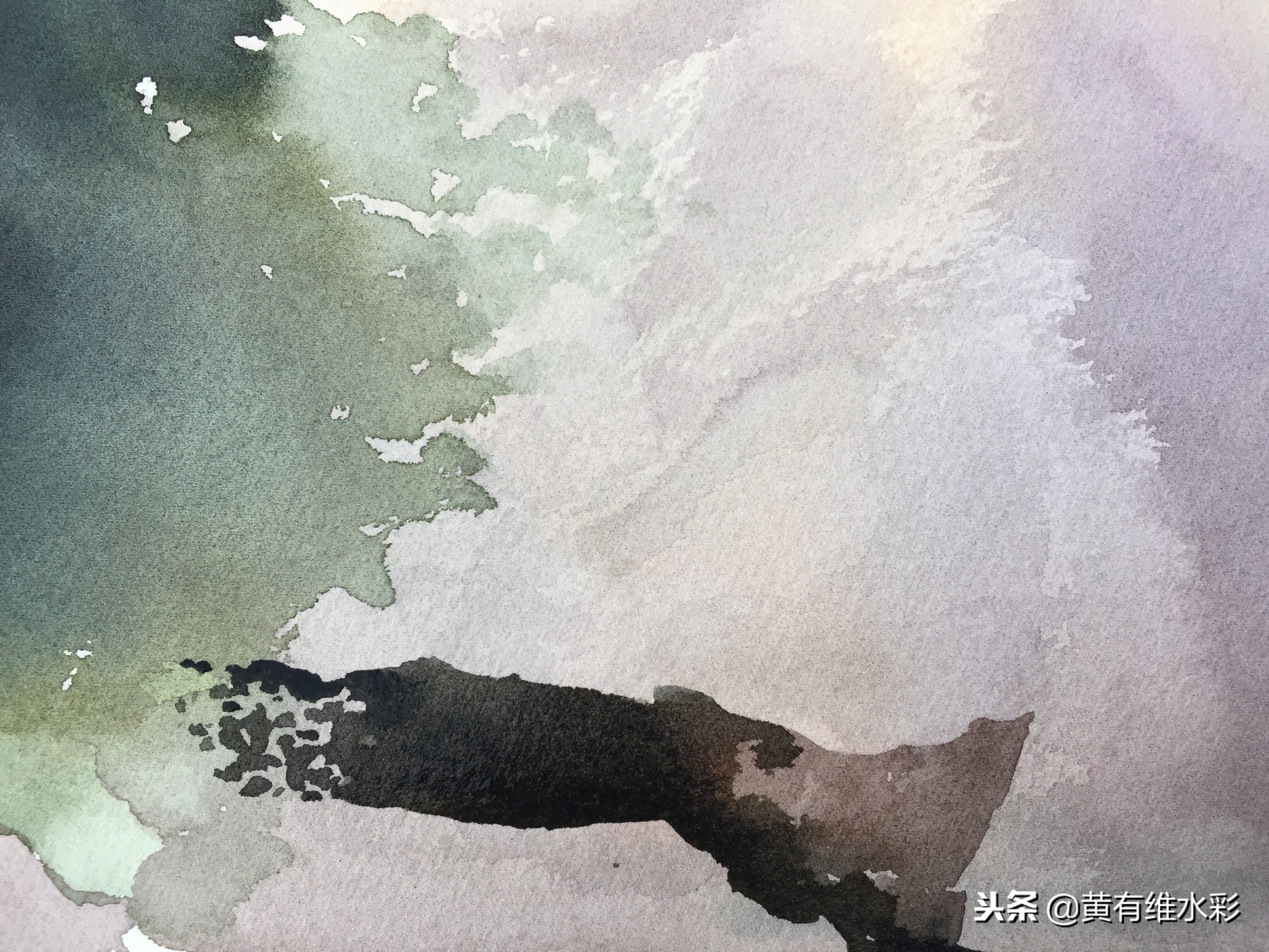 石头水彩风景画,石头水彩画入门教程视频