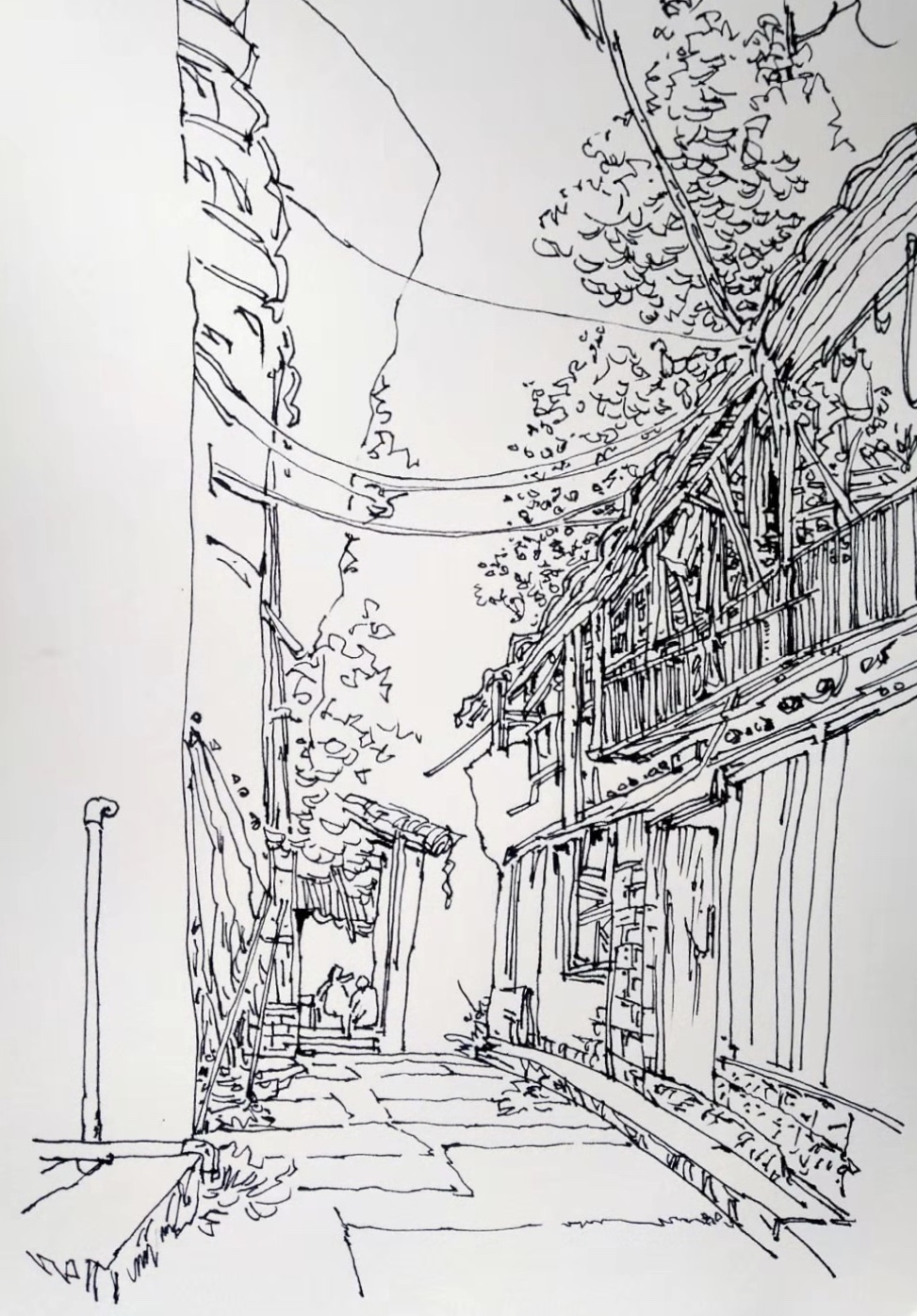 亲切友好的钢笔画速写