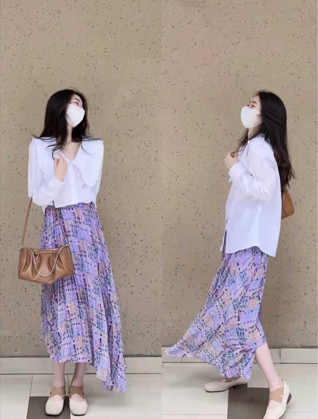 碎花半身裙搭什么鞋子最好看,紫色碎花裙半身裙配什么颜色上衣