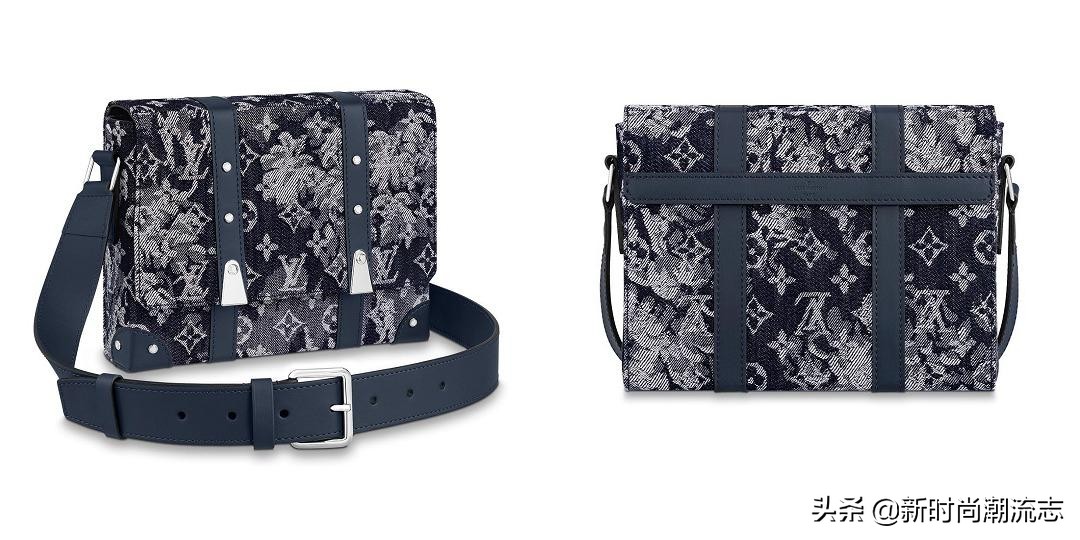 新男款lv包单肩斜挎包带按扣,lv2023早春男装包刺绣