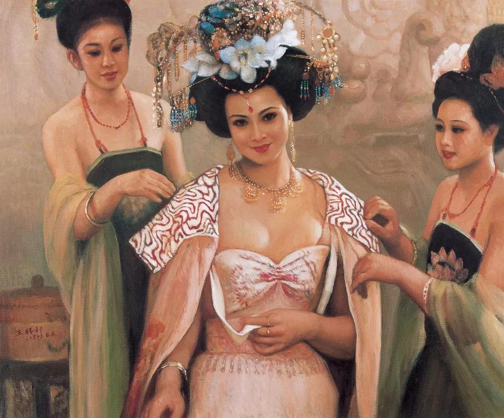 贵妃出浴图立轴设色绢本图片,贵妃出浴图国画有几幅