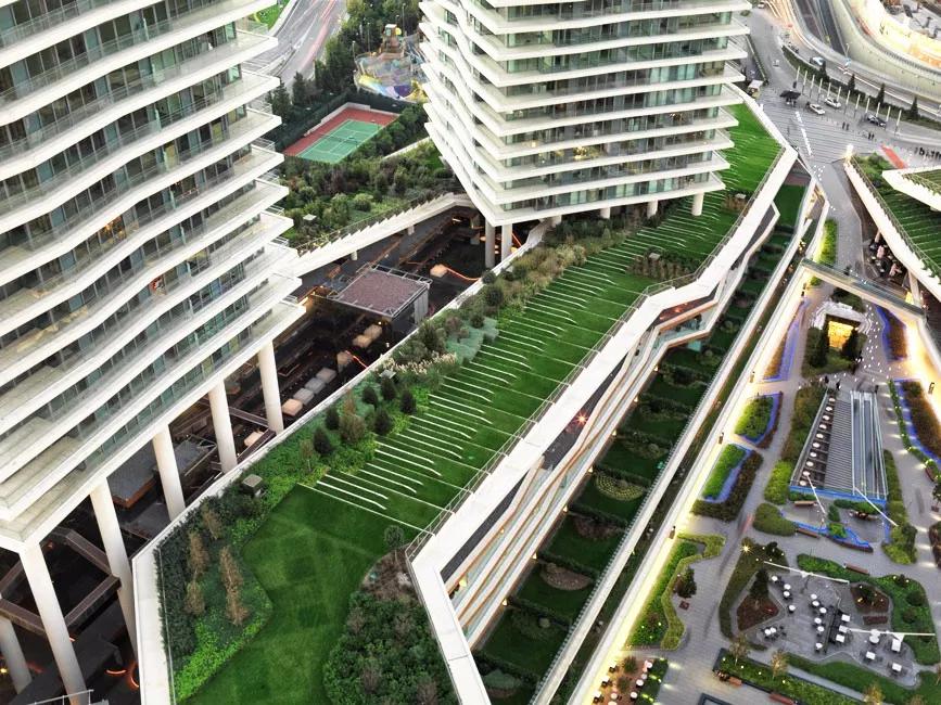 商业步行街景观设计效果图,现代商业街景观效果