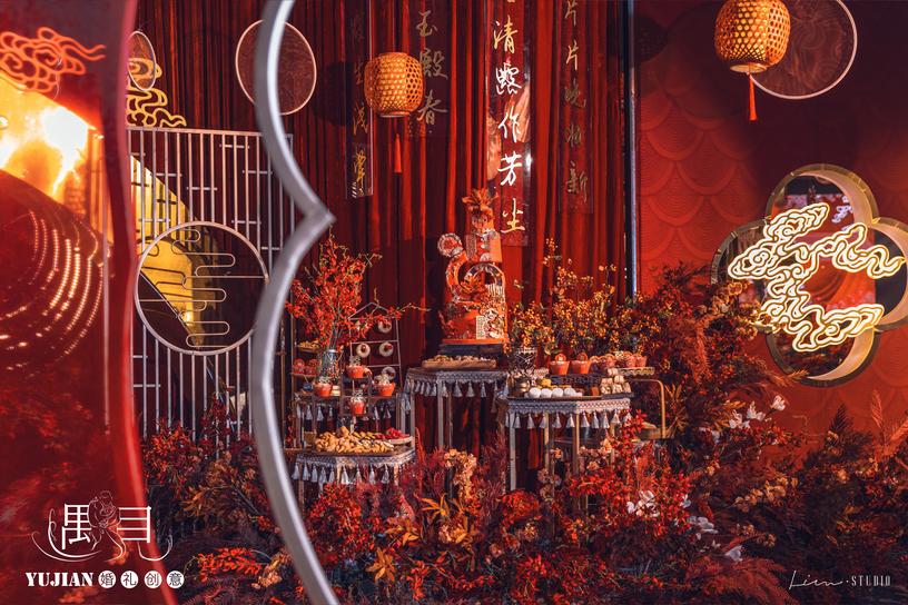 经典的暖色系婚礼,中式婚礼红绿搭配婚礼布置