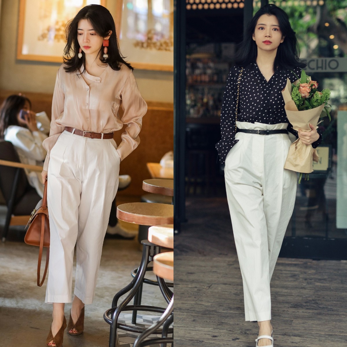 三木军绿色衬衫穿搭,三木衬衫烟管裤