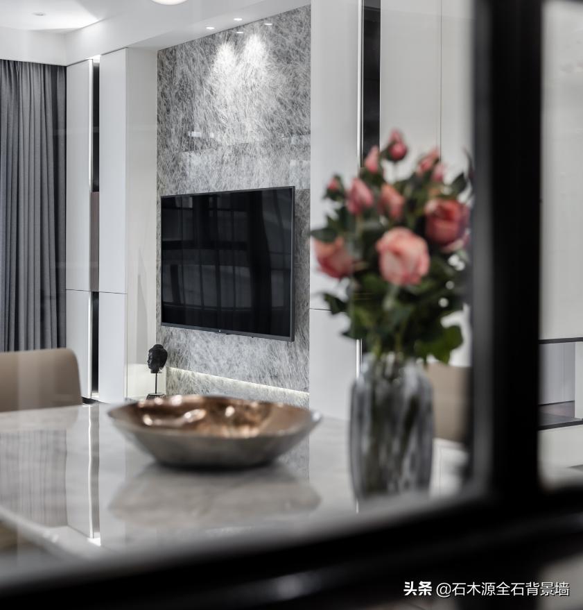 侘寂风石材背景墙,石材背景墙北欧风