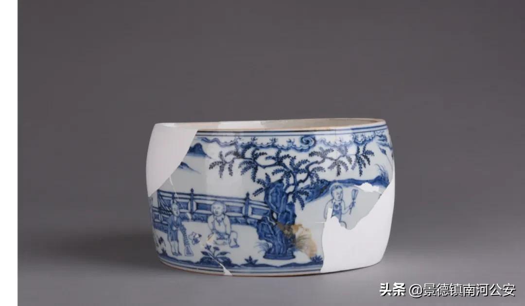 御窑厂出土永乐宣德青花瓷器,明代青花婴戏纹