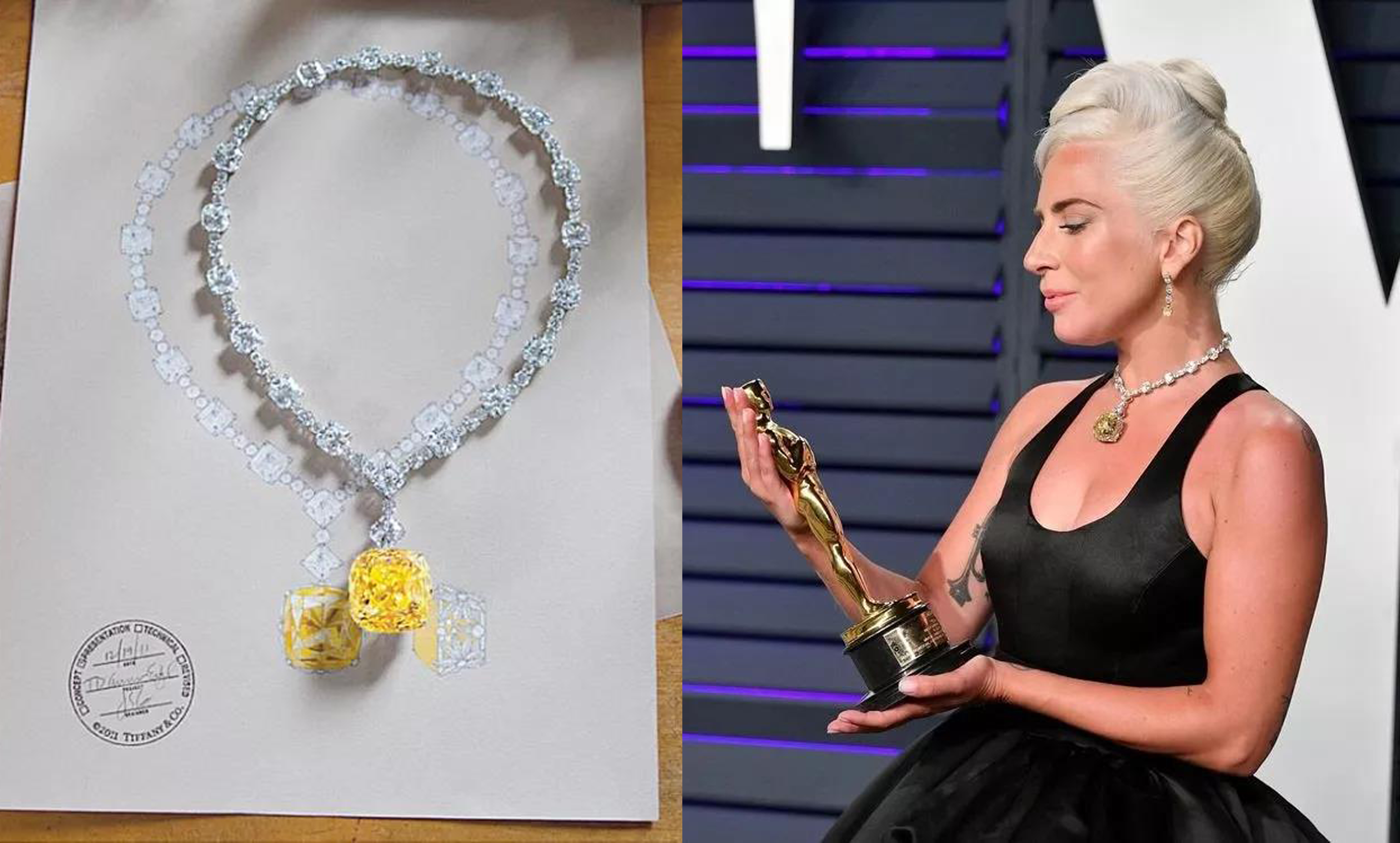 ladygaga奥斯卡佩戴大黄钻石,ladygaga黄宝石