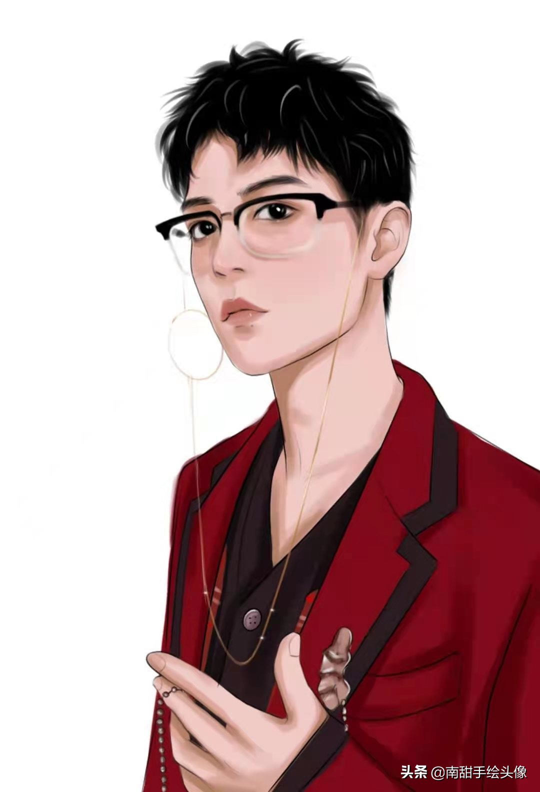 唯美手绘微信头像男女专用,手绘插画头像成熟男士专用