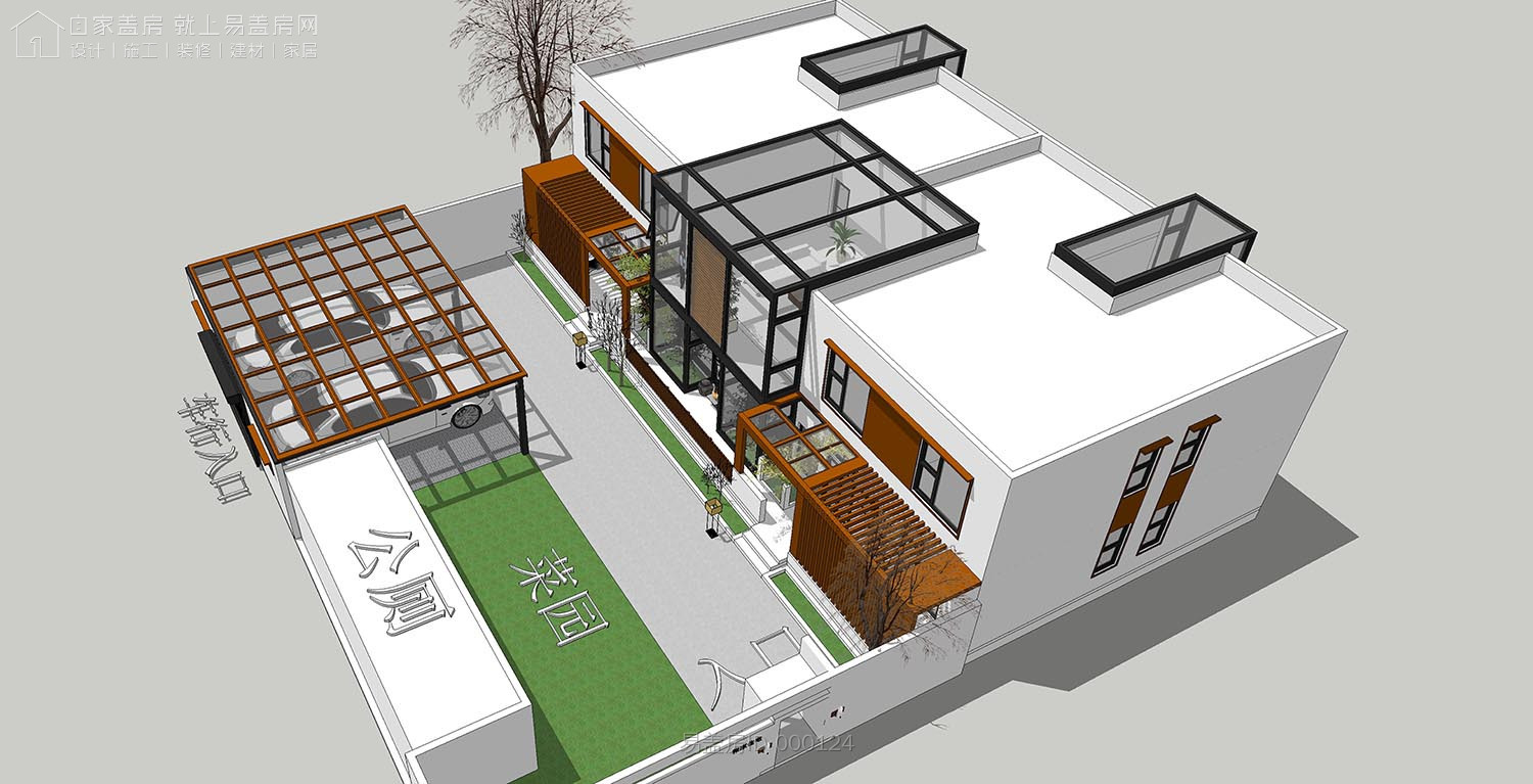 二层农村别墅带阳光房现代简约,农村二层带阳光房别墅效果图