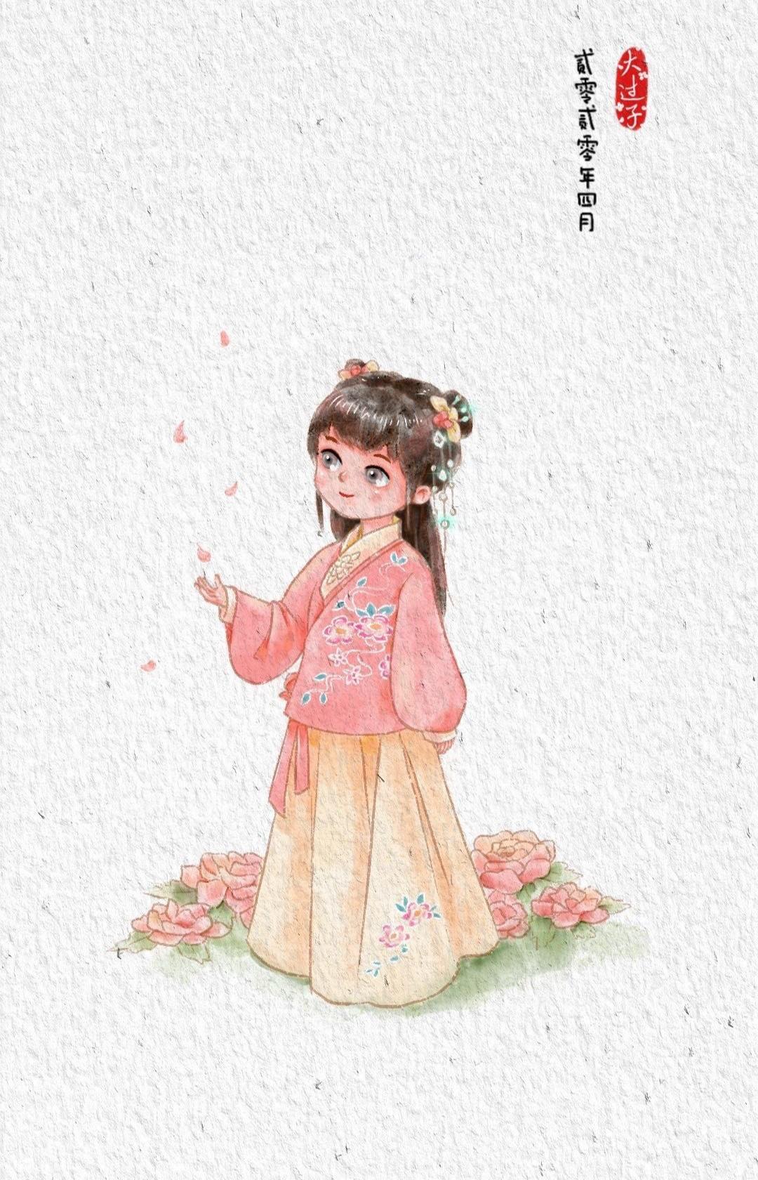 q版古风汉服的图片,古风汉服画法插画