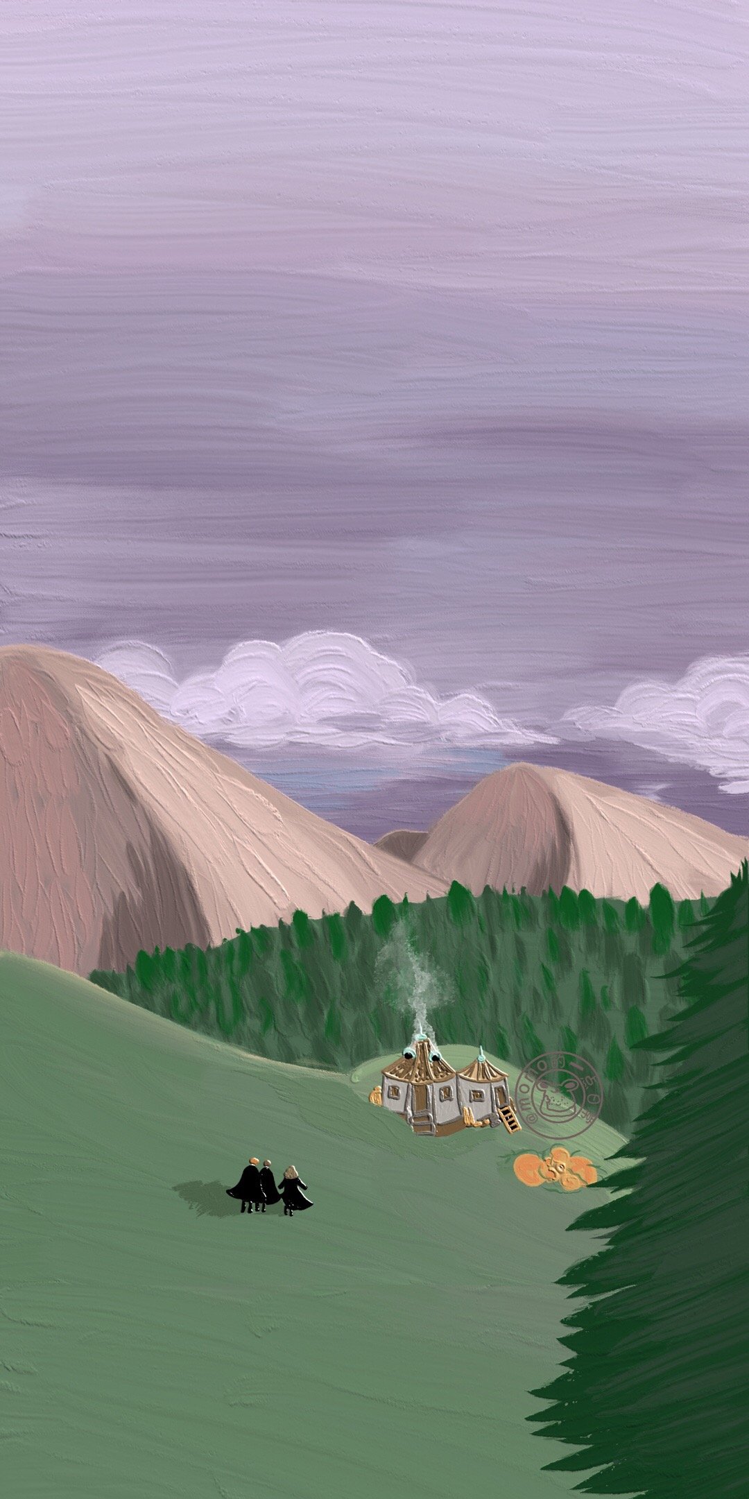 小清新油画壁纸插画,可爱又仙气的油画壁纸左下角取图