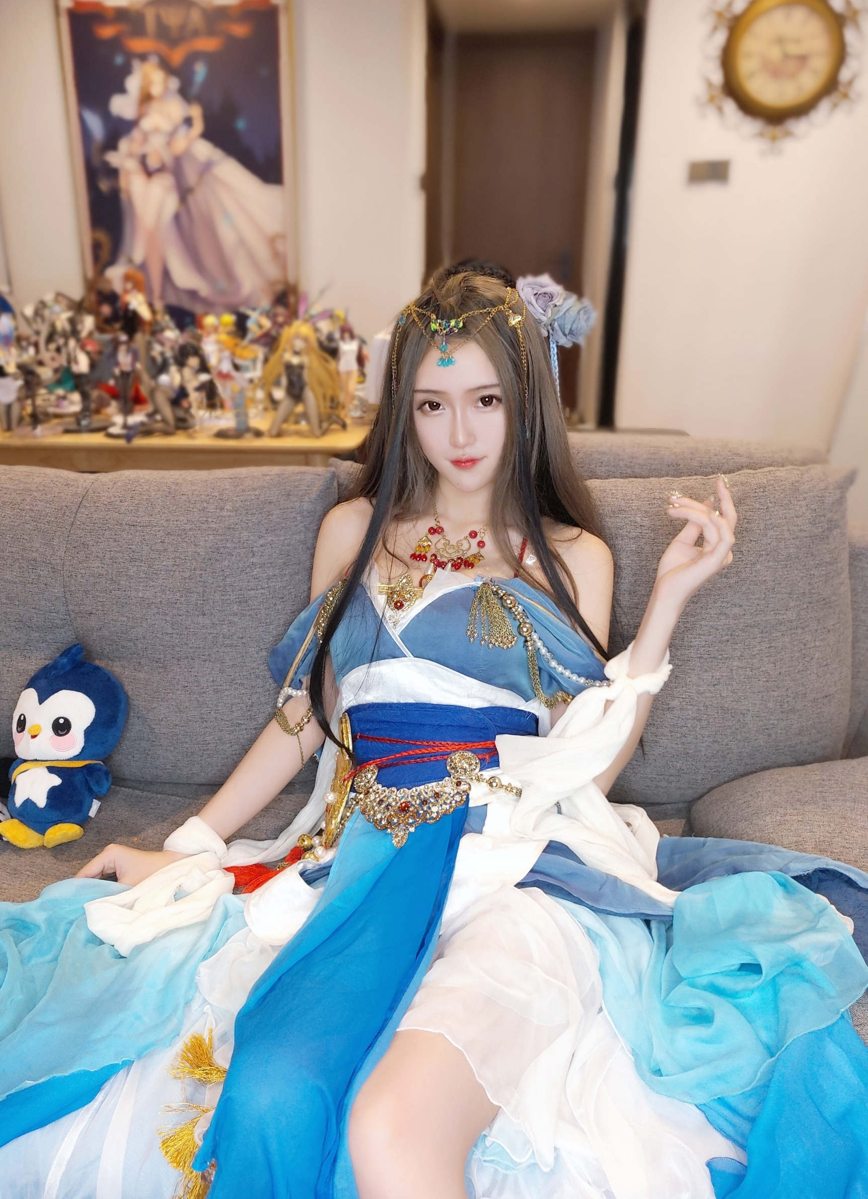 腐团儿cos照美冥直播回放,甄姬游园惊梦cos假发教程