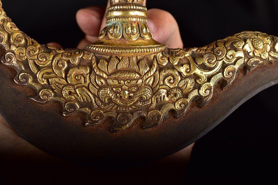 18世纪铜鎏金金刚杵,金刚橛钺刀