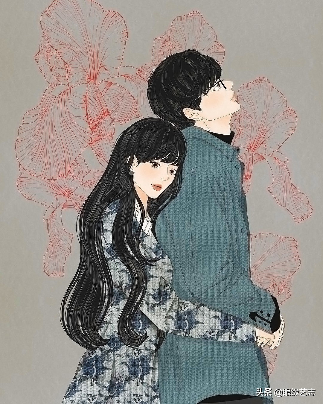 韩国插画温馨情侣,韩国插画幸福时光