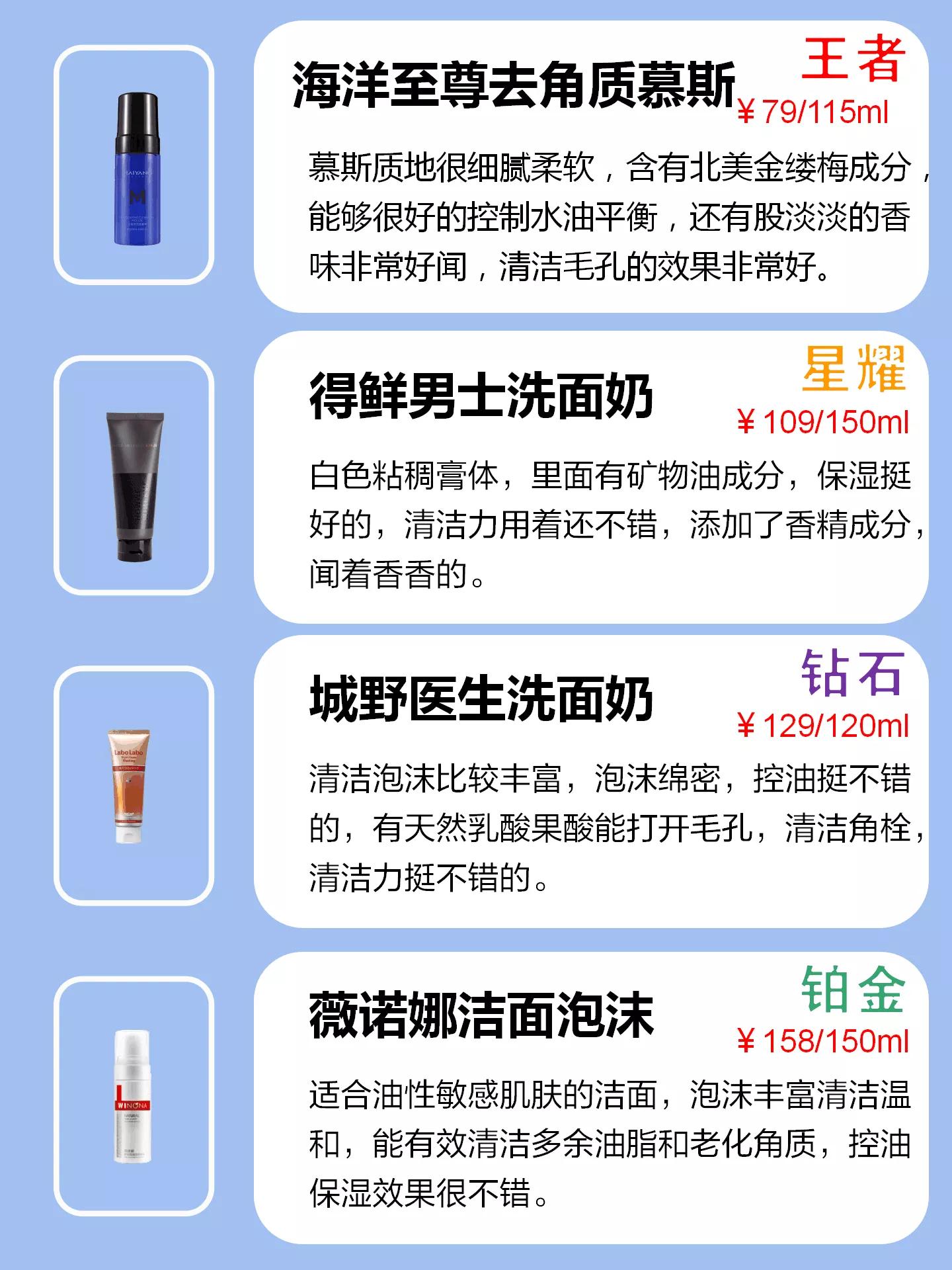 男士洗面奶测评大推荐,高端男士洗面奶推荐测评