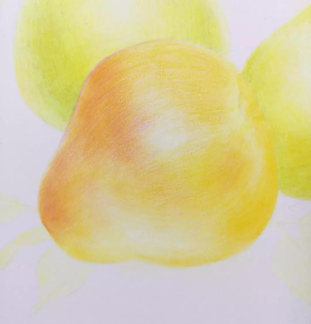 香梨彩铅画,彩铅肉肉的画法