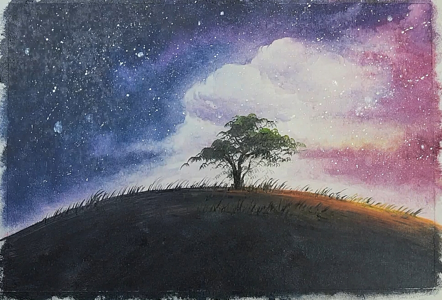 画星空画简单的教程,画画教程7-12岁星空画