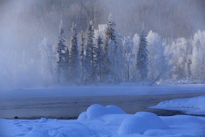 自然风光美如画新疆,自然风景雪景