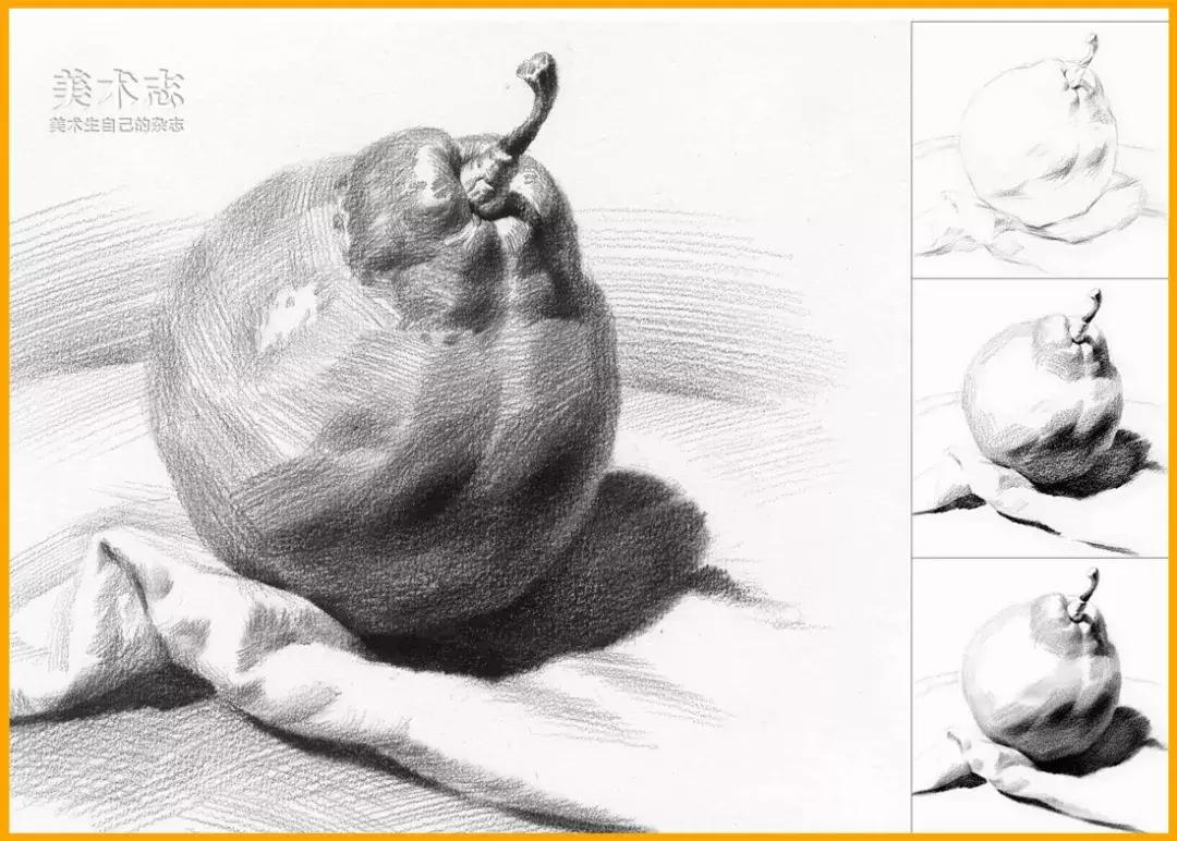 素描常见水果,适合新手的100幅素描画蔬菜水果