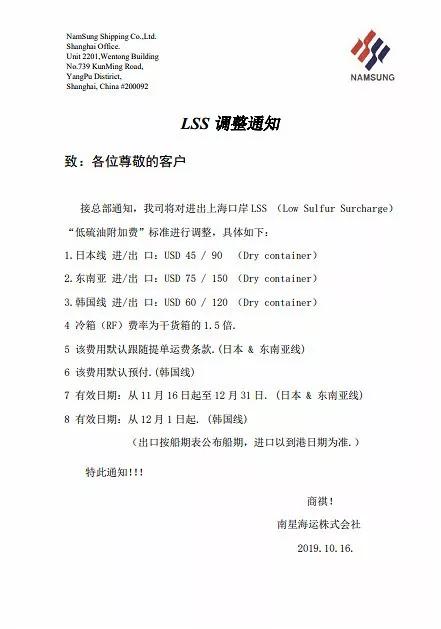 东莞国际物流漕帮最新各大船公司THC等费率调整和停航通知汇总