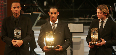 足坛世界历史排名,2010世界足球先生排名