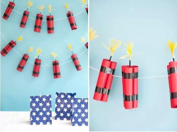 元旦节手工纸灯笼鞭炮,元旦手工立体鞭炮