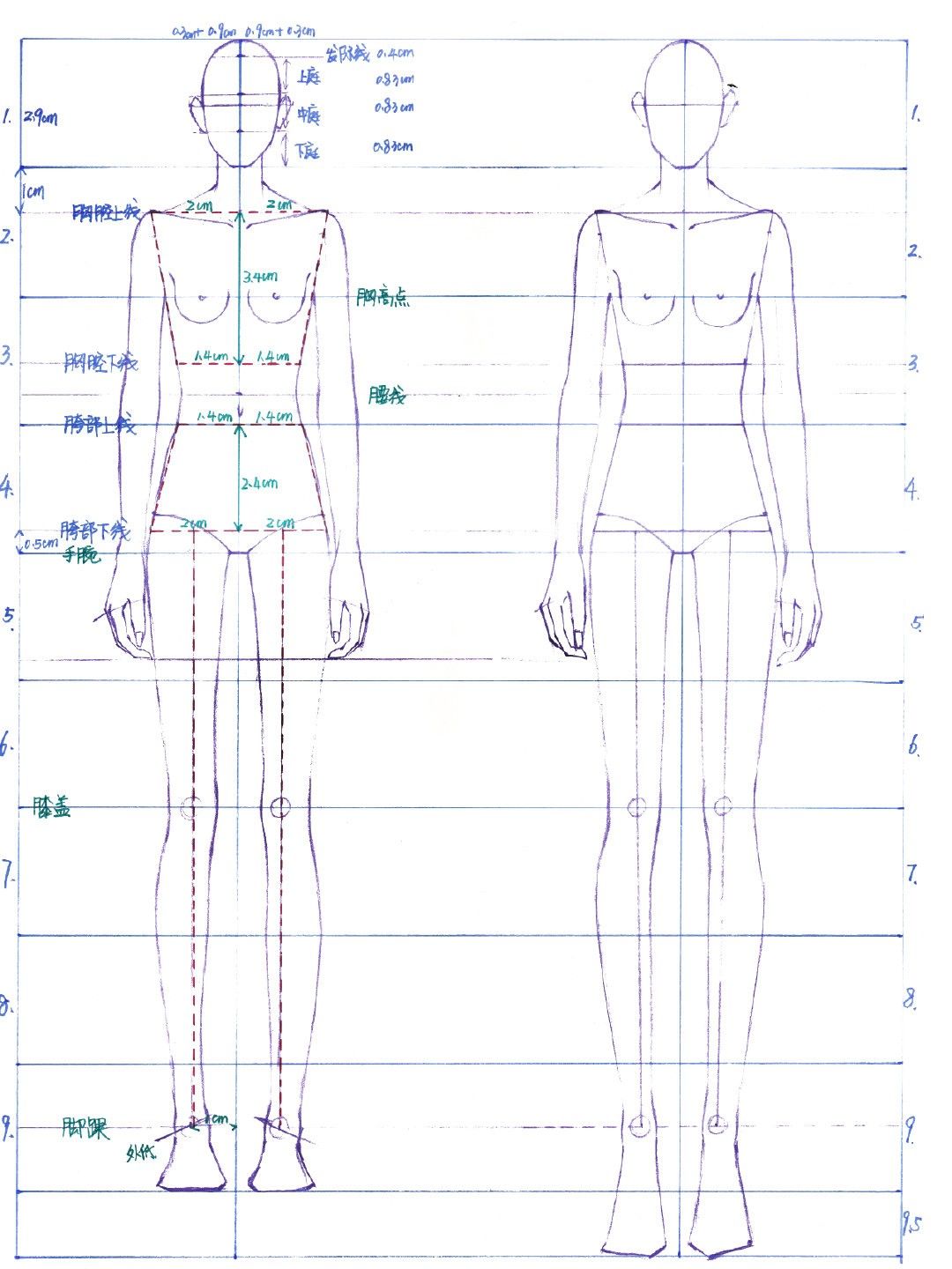 手绘服装画身体,手绘人物服装画法