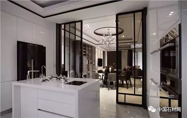 现代简约全屋大理石别墅效果图,轻奢风装修大理石别墅图片