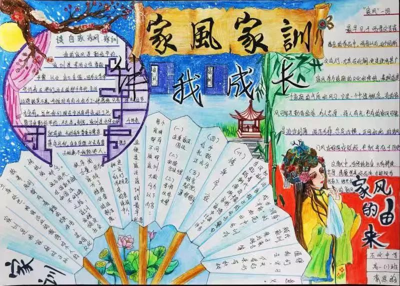 家风家训伴我成长手抄报简单漂亮,家风家训手抄报空白电子模板免费