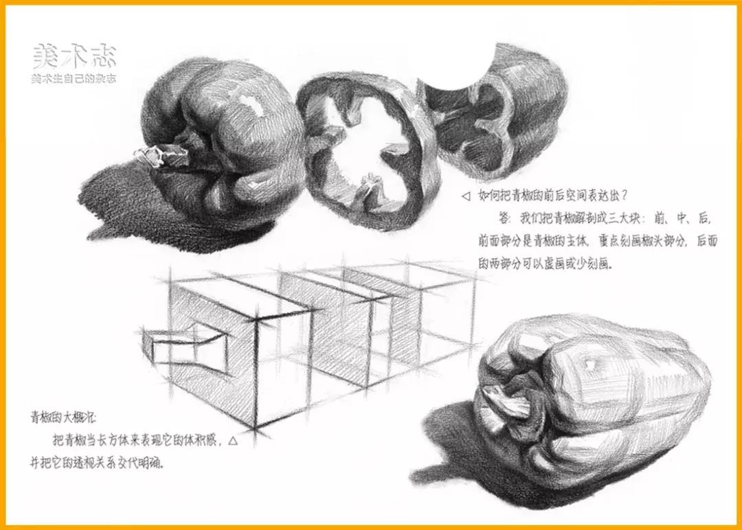 素描常见水果,适合新手的100幅素描画蔬菜水果