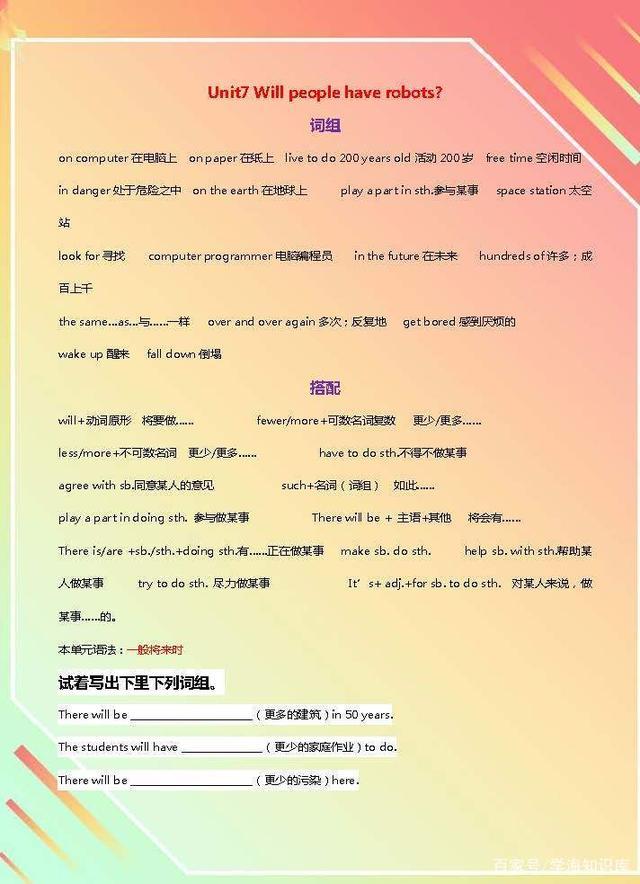 八年级上册英语各模块短语,八上英语第八单元词组