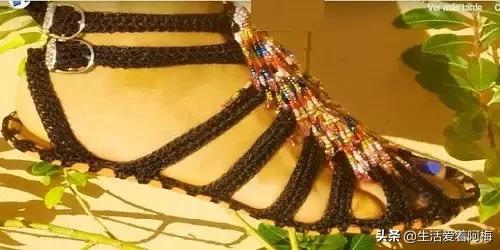 钩鞋收尾花边编织教程,鞋子怎么钩织