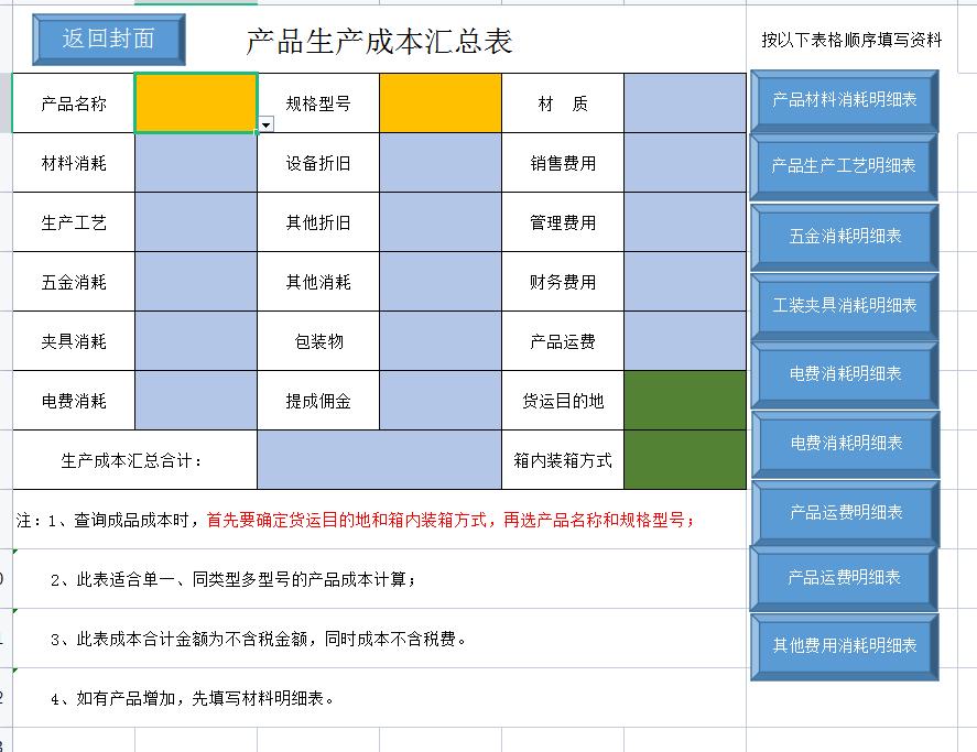 可视化成本核算表格,excel财务统计图表模板