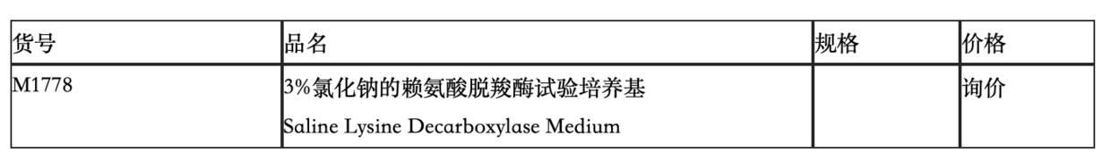 3%氯化钠的赖氨酸脱羧酶试验培养基