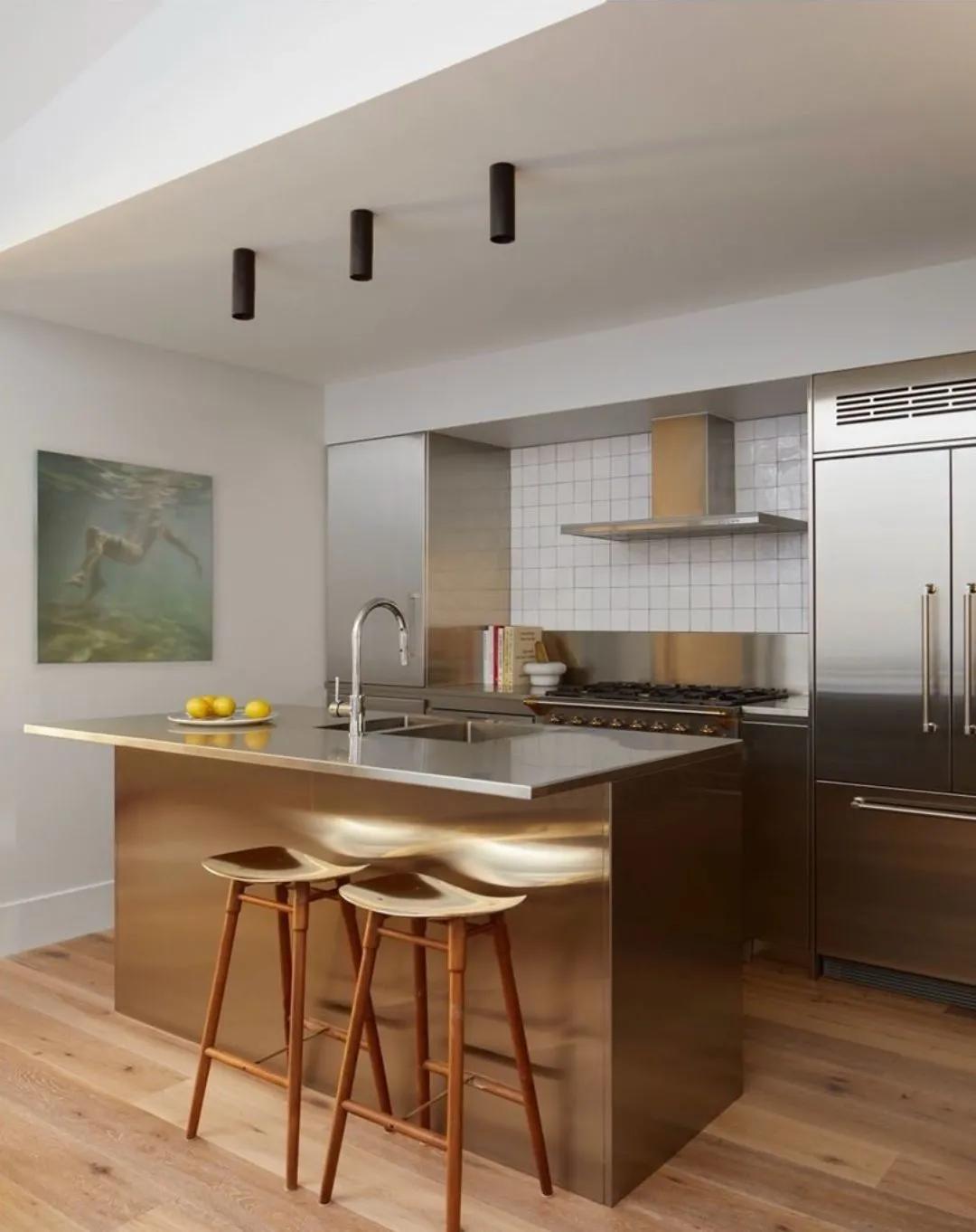 高颜值不锈钢台面橱柜,不锈钢大理石橱柜