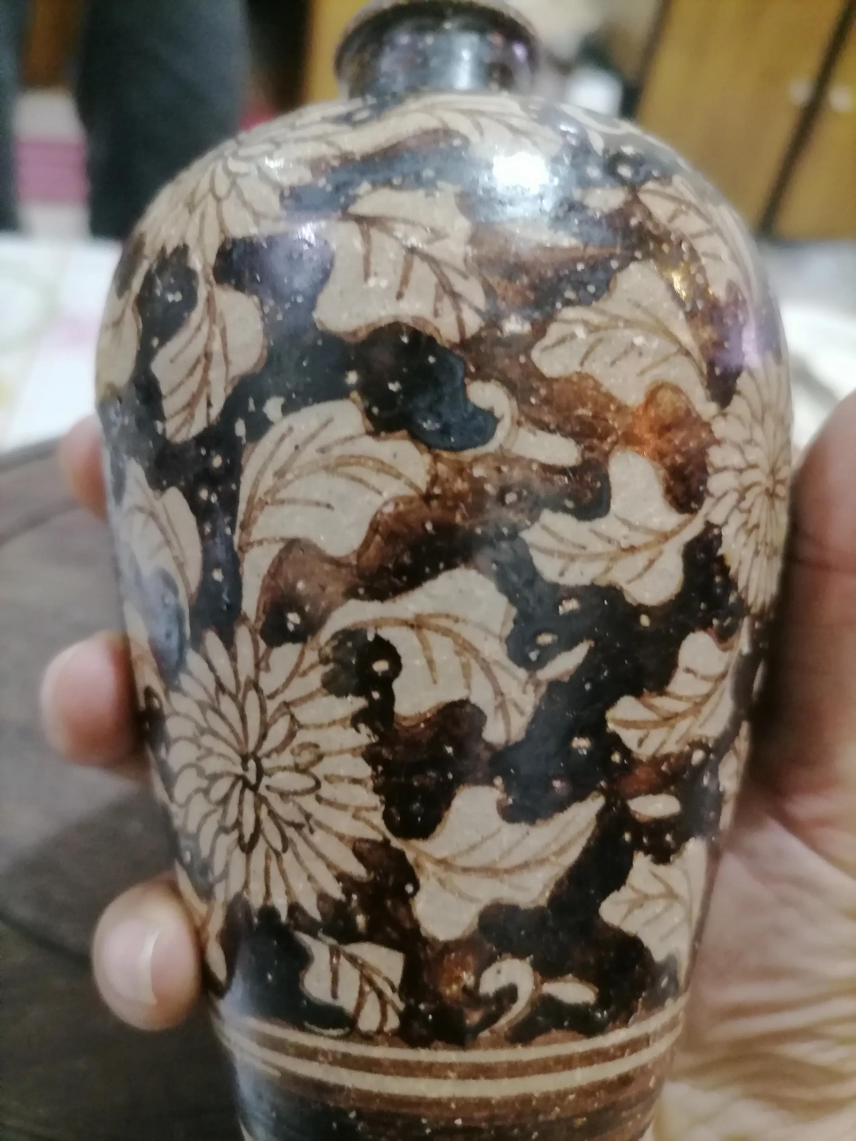 宋吉州窑牡丹纹大梅瓶图片,宋代吉州窑弦纹瓶图片