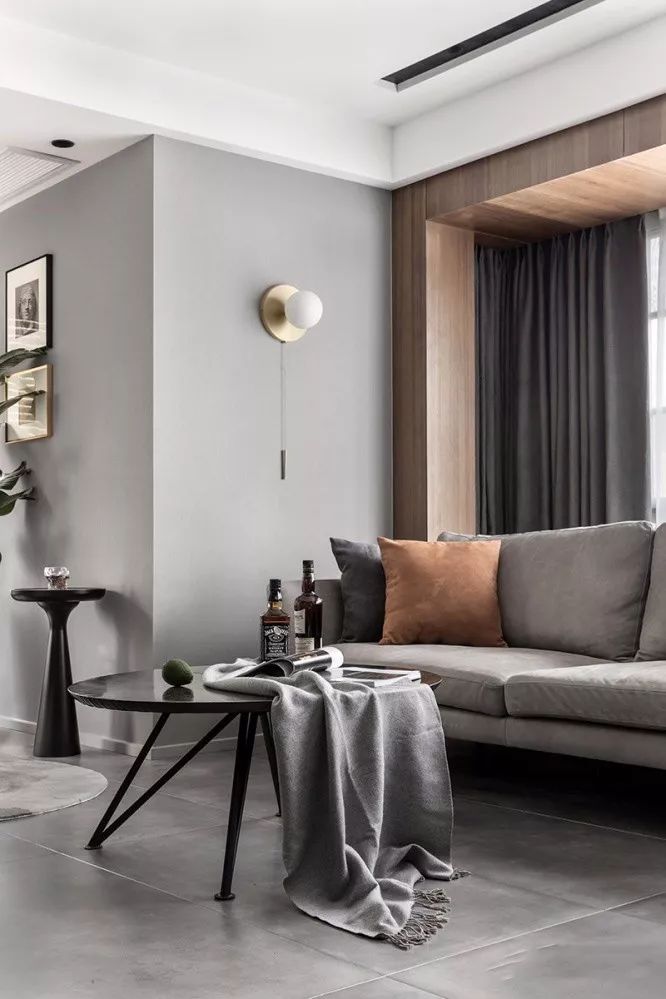 客厅地砖颜色怎么选现代简约款,冠珠摩卡灰地砖客厅效果图