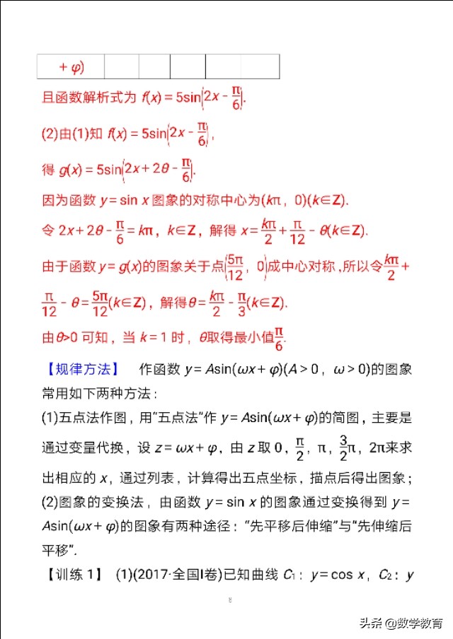 数学一轮复习23,函数y=Asin,ωx+φ的图象与性质