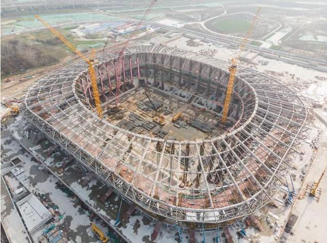 上海国际足球场建设,上海浦东足球场最新图片