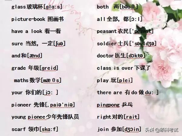 小学六年级单词音标复习,小学1-6年级必考词语