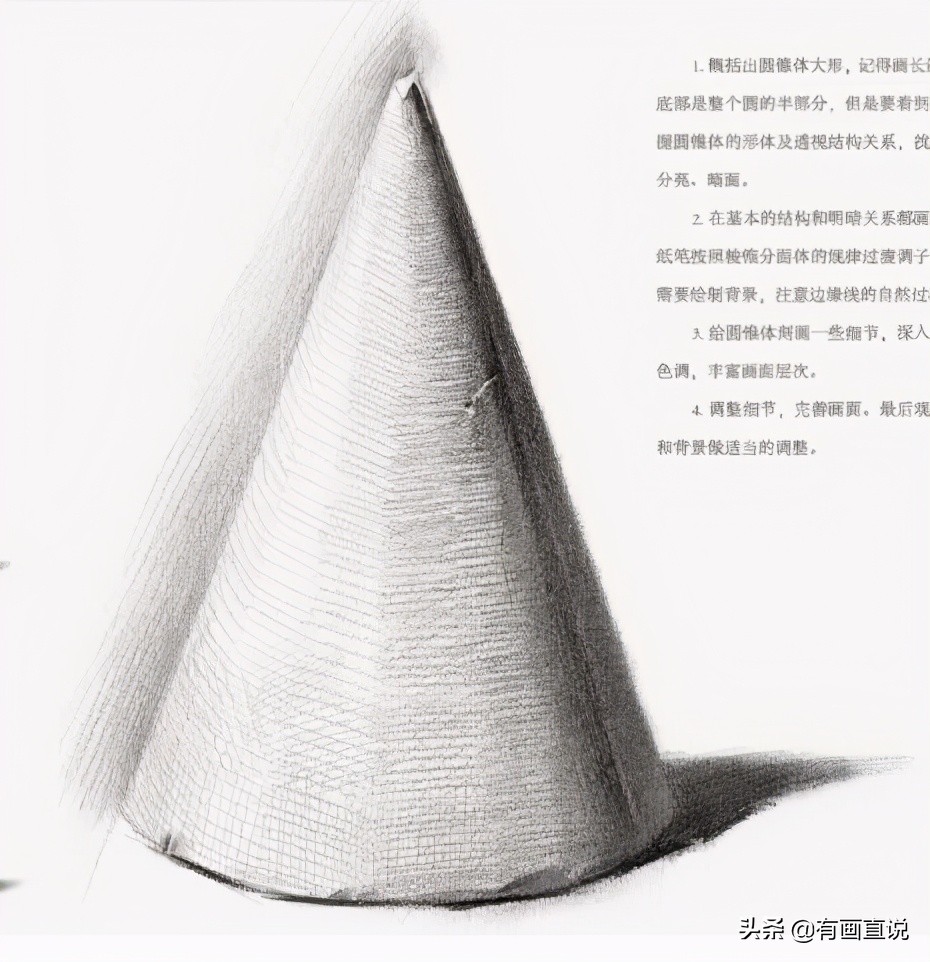 素描石膏体基础入门,素描圆锥基础入门