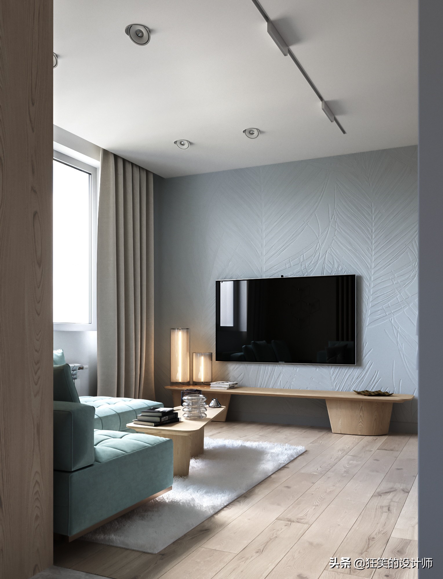 45平两居室设计效果图,45平米打造两室一厅