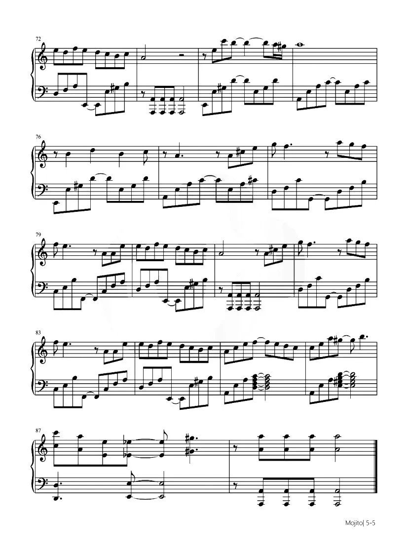 钢琴谱夏日,钢琴谱夏日时光