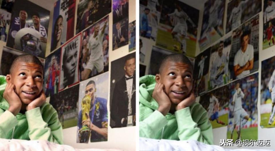 忘却偶像，姆巴佩在房间撤下C罗海报