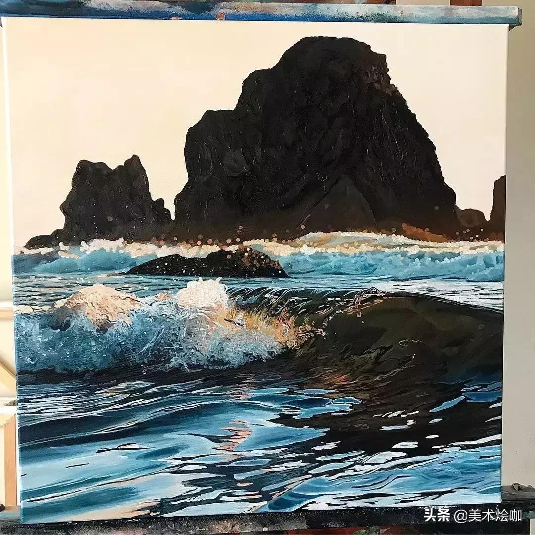 简单而又漂亮的大海图绘画,用水彩笔画一幅美丽的大海画