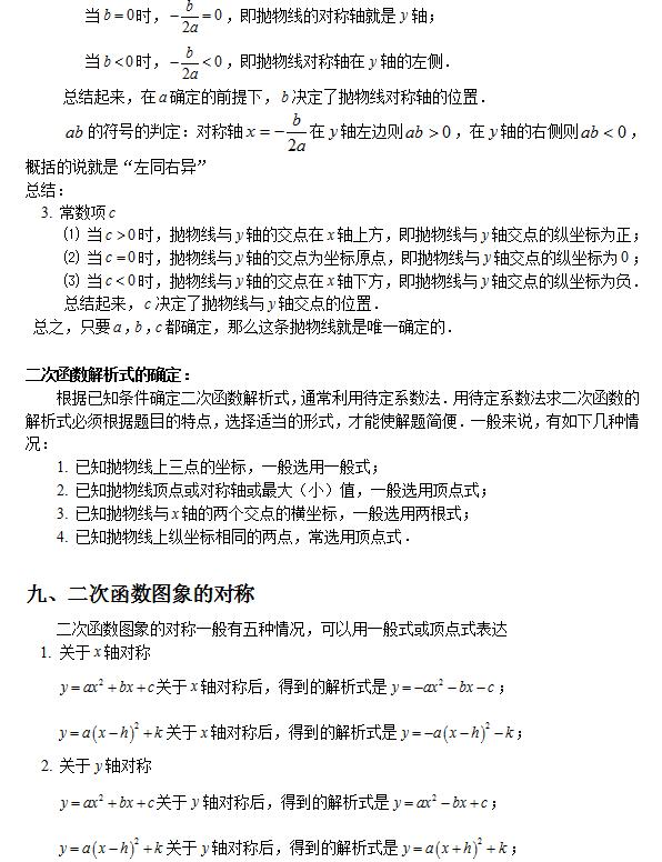 初中数学二次函数知识详解,初中数学二次函数知识点归纳大全