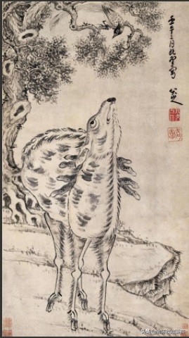 八大山人鹿图,八大山人松鹿图赏析