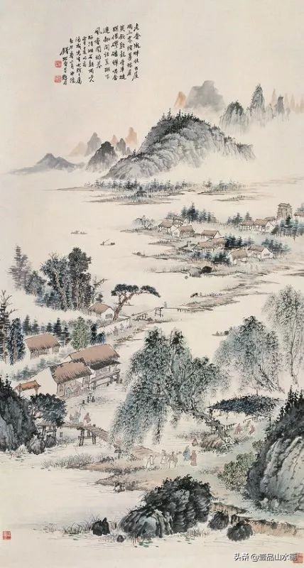 钱松嵒山水画之塞外风情,钱松岩山水画临摹视频